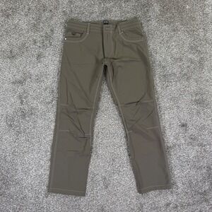 Kuhl Free Ryde Mens Pants 34x30 Dark Khaki Olive Articulated Hiking Outdoor